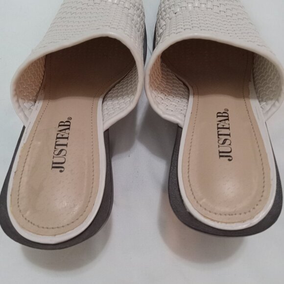 JUSTFAB-Faux Leather Subtle Sophisticate Mule/Slides Color Bone-Size 7.5 - Picture 5 of 8
